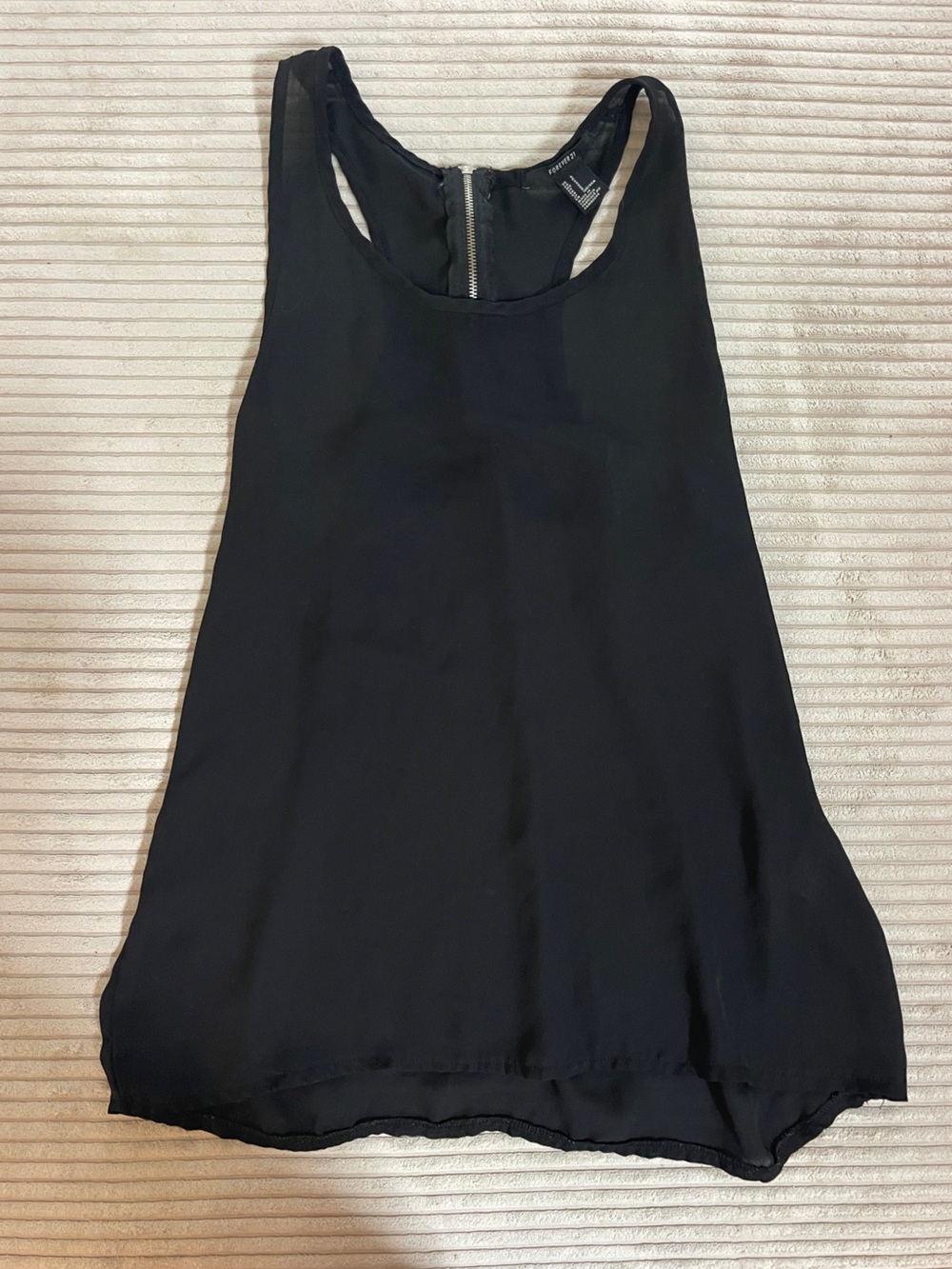 Forever 21 Black Blouse Tank Top Zipper Back Small